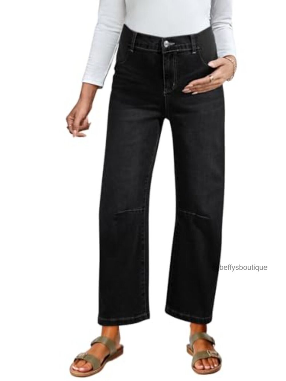 Maternity High Waist Barrel Wide Leg Stretch Denim Pregnancy Jeans Postpartum